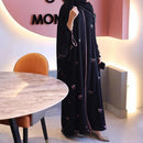 40% Off Today Modest Black Abaya Pink Bow Embroidery Islamic Robe Elegant